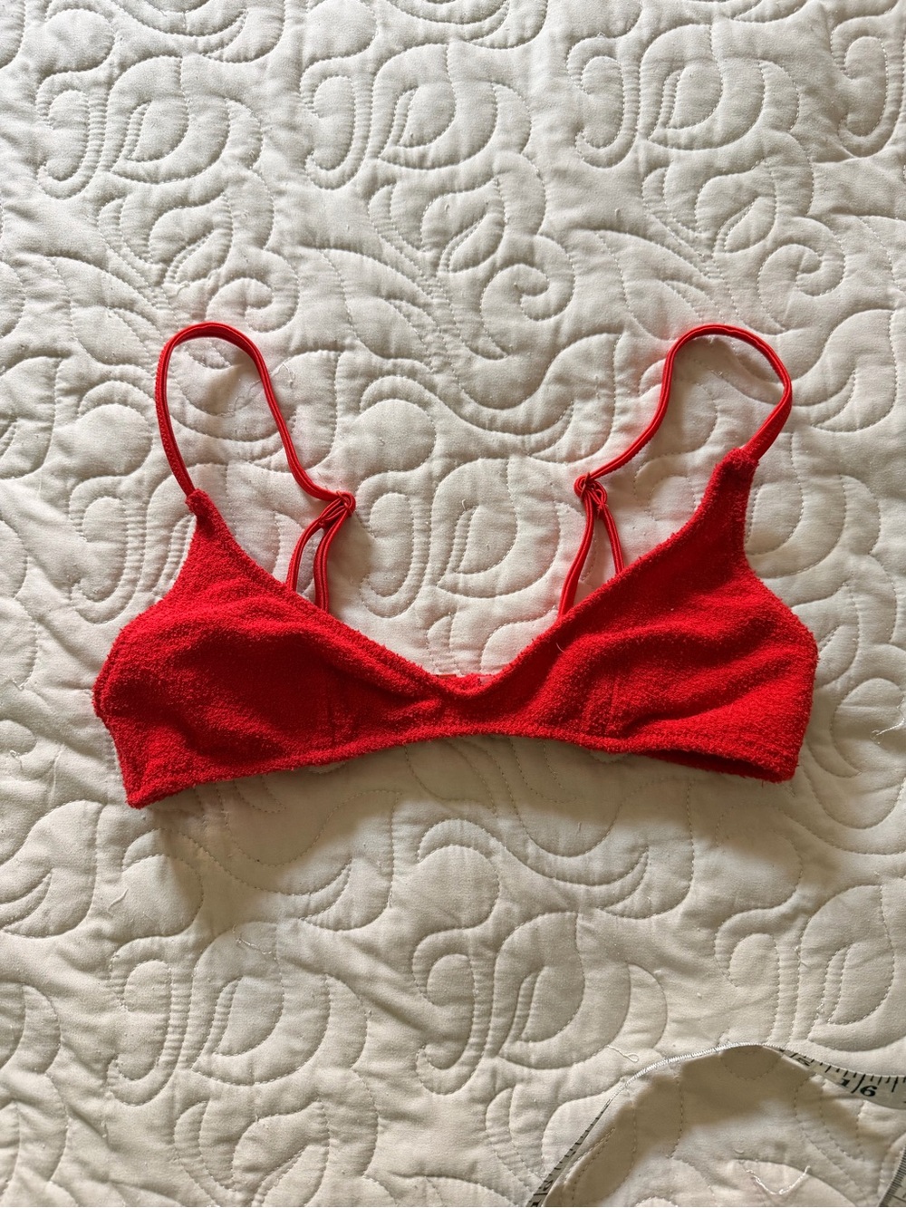 Triangl Textured Red Bikini Top Size XS